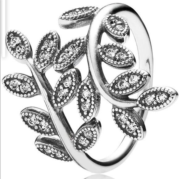 Authentic Pandora Ring Sparkling Leaves Sterling Silver Ring 190921CZ - Picture 1 of 4